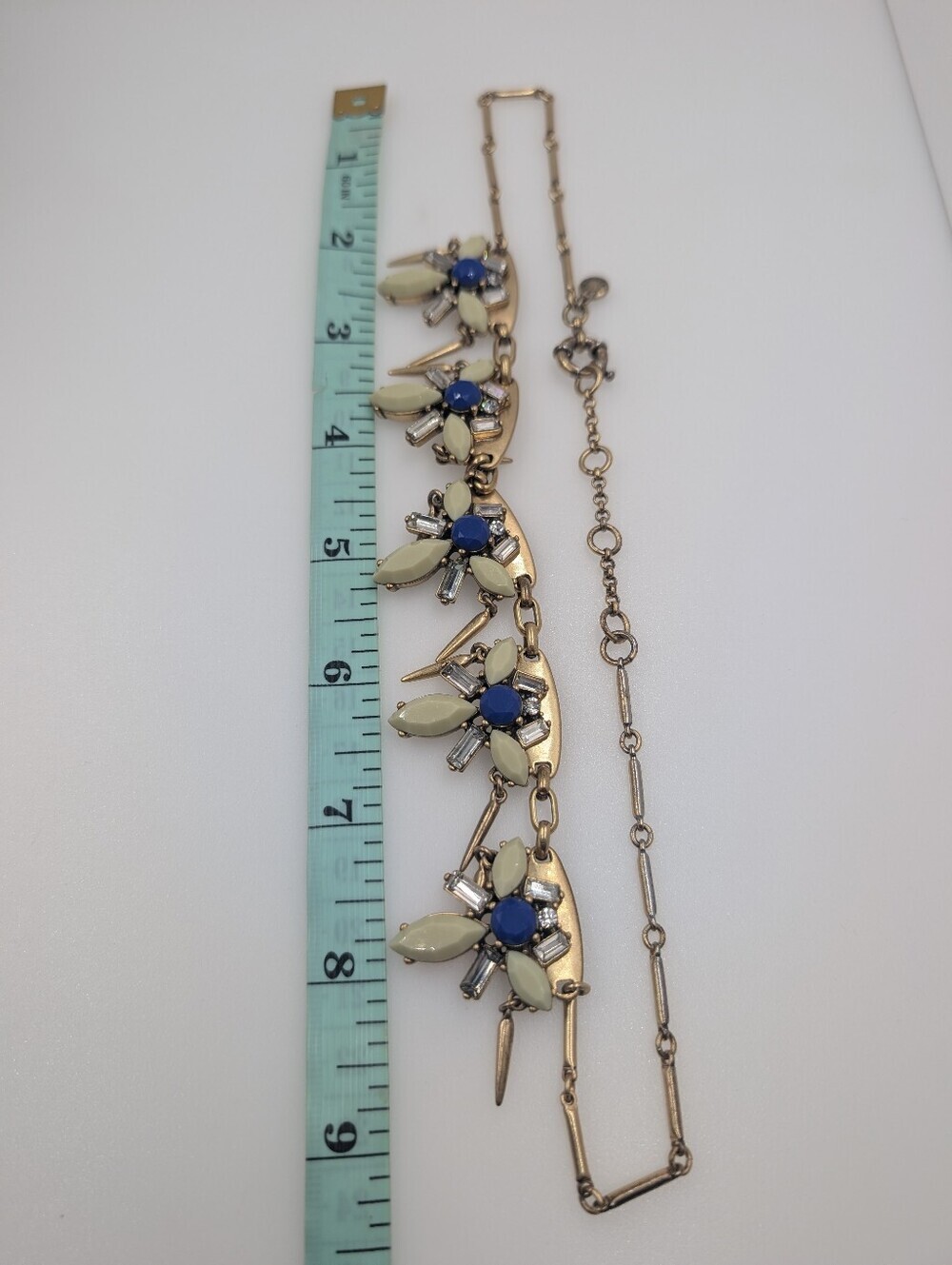 Signed J. Crew Deco Spike Floral Crystal Collar Statement Necklace 0515 - Picture 6 of 7